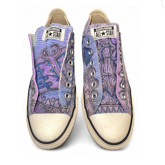 Converse Women's Purple and Blue Patterned Sneakers - Picture 1 of 10